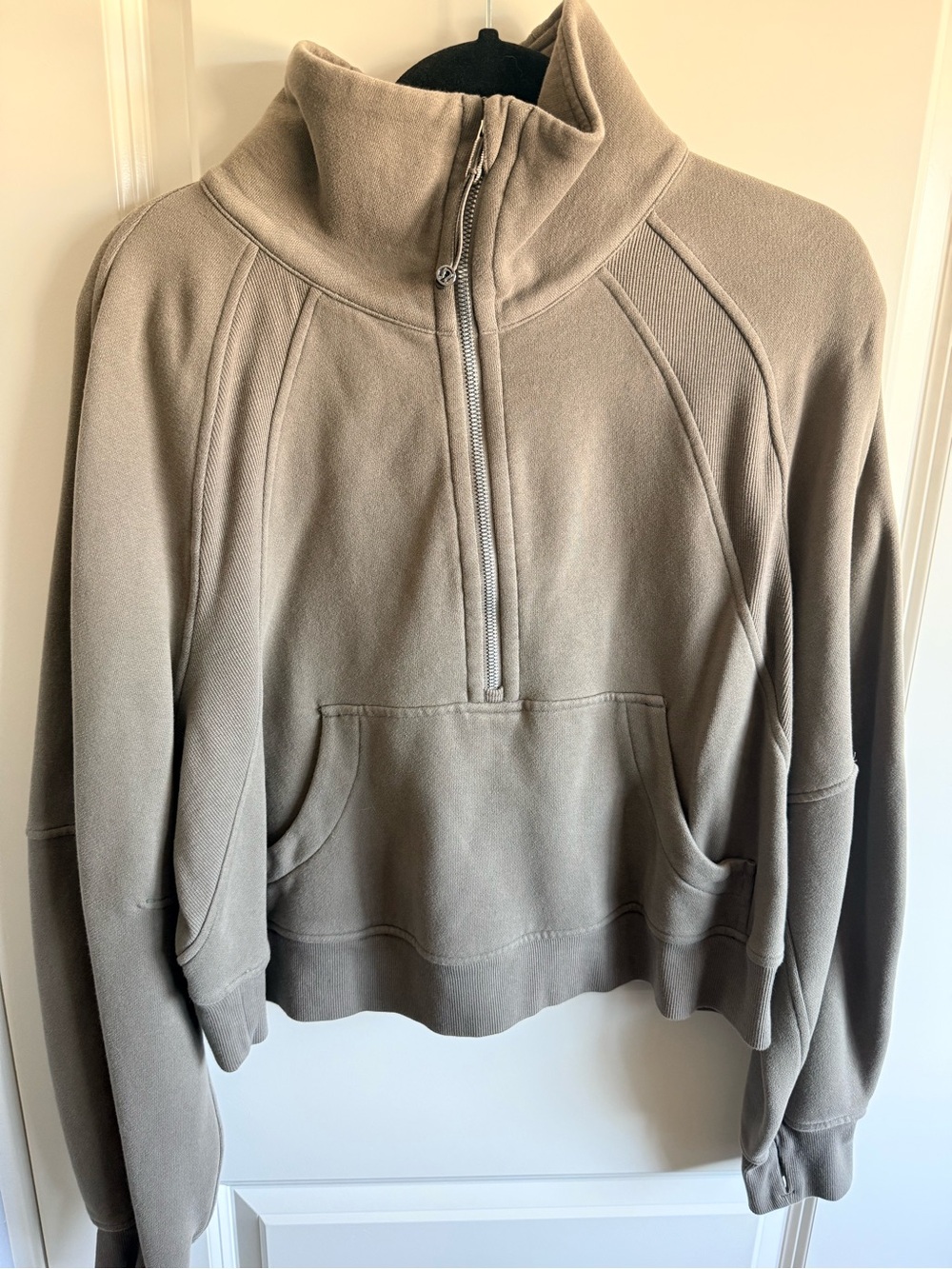 lululemon athletica Taupe Half-Zip Funnel Neck Scuba Pullover